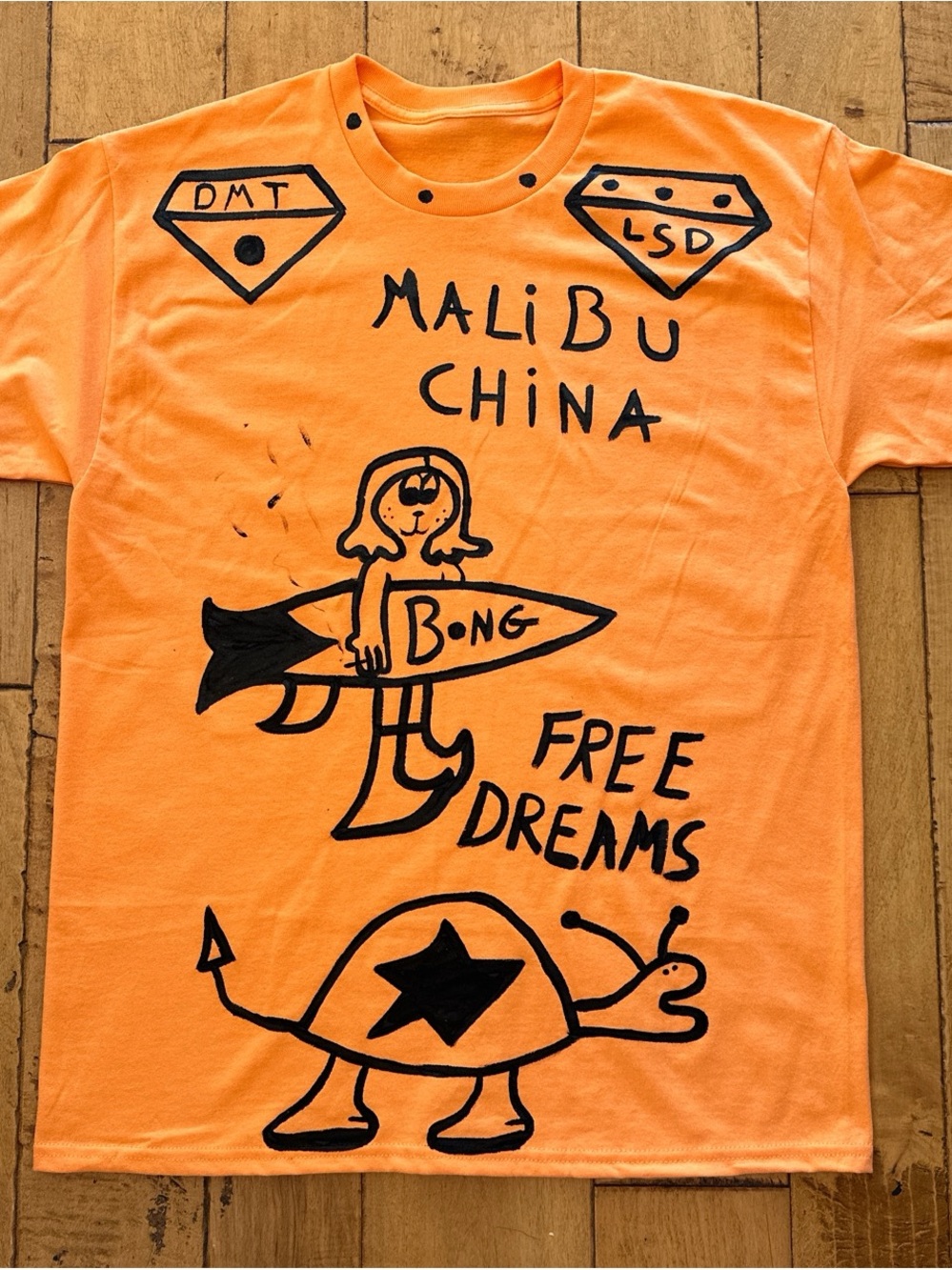 Orange Graphic 'Free Dreams' Surf & Turtle Tee
